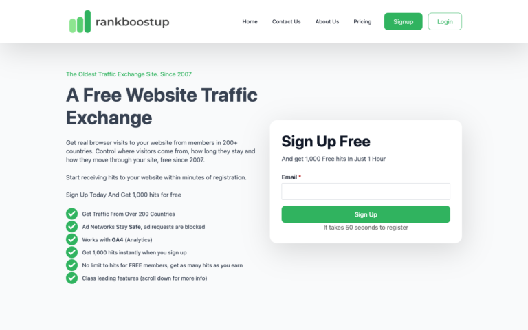 RankBoostUp homepage, 2024