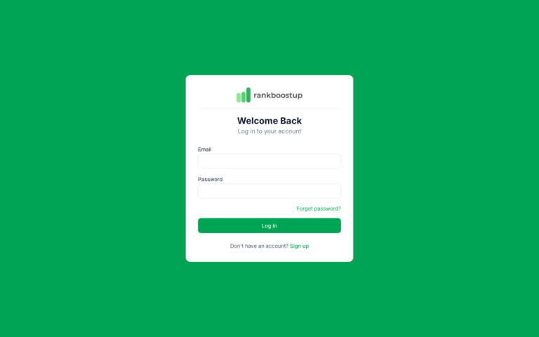 RankBoostUp app login page, 2026